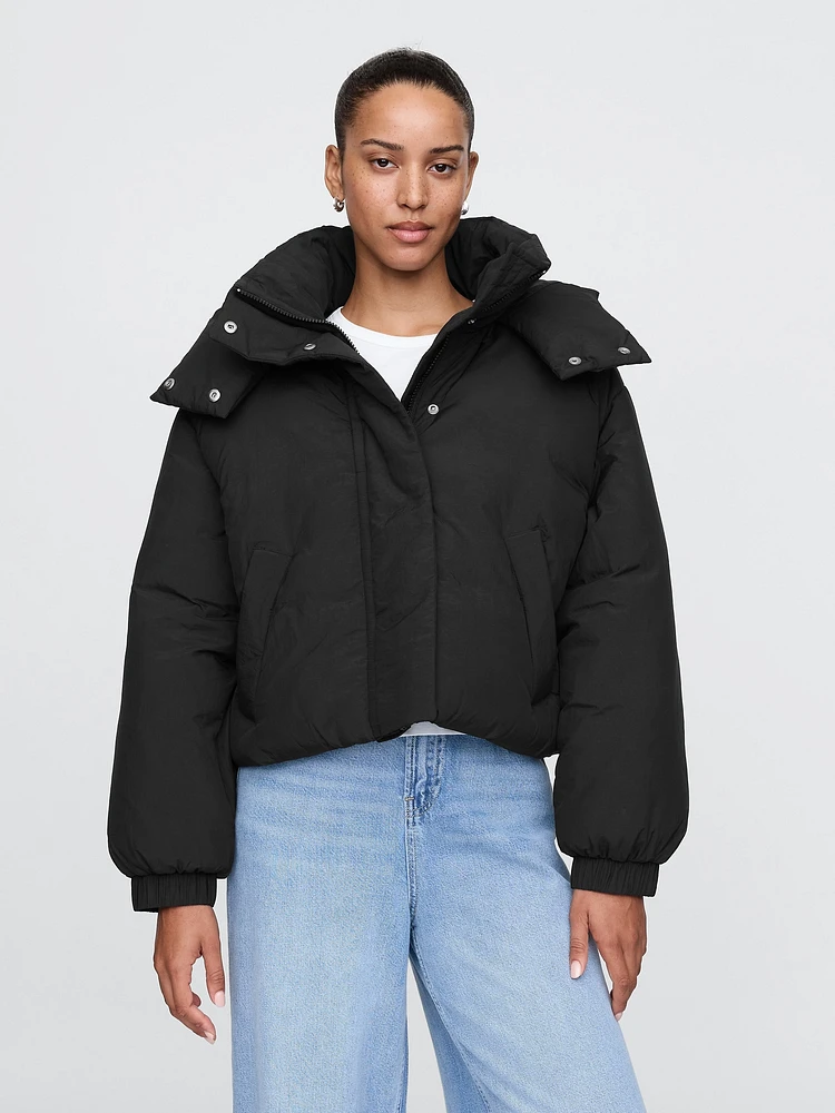 Cropped Duvet Wrap Puffer Jacket