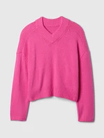 CashSoft Cropped High V-Neck Sweater