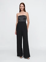 Strapless Mixed Media Jumpsuit