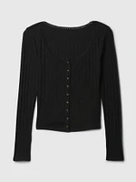 Cropped Pointelle Cardigan