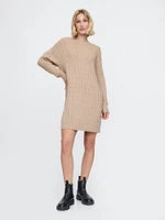CashSoft Cable-Knit Mini Sweater Dress