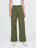 High Rise Stride Wide-Leg Ankle Khakis