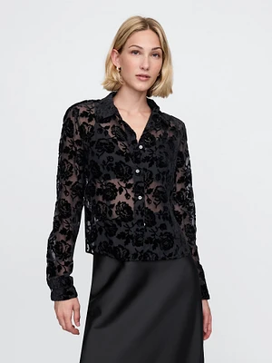 Cropped Velvet Shirt