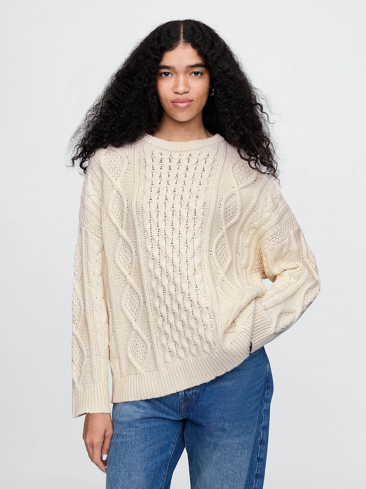 Oversized Mixed Cable-Knit Sweater