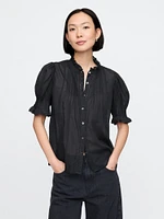 Pintuck Ruffle Shirt