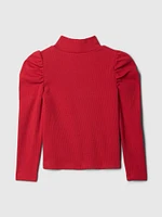 Baby & Toddler Puff-Sleeve Rib Mockneck