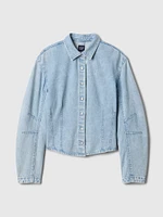 Barrel-Sleeve Denim Shirt