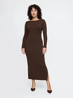 Boatneck Rib Midi Sweater Dress