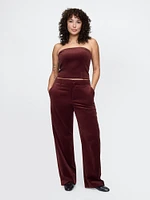 High Rise Velvet Straight Pants