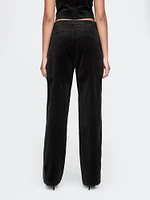 High Rise Velvet Straight Pants