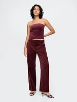 High Rise Velvet Straight Pants