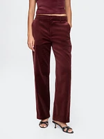 High Rise Velvet Straight Pants