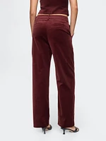 High Rise Velvet Straight Pants