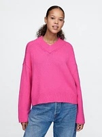 CashSoft Cropped High V-Neck Sweater