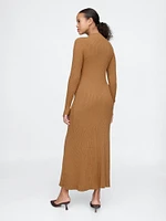 CashSoft Pleated Rib Maxi Sweater Dress