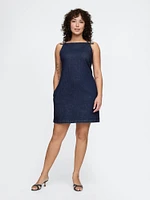 Square-Neck Denim Mini Dress