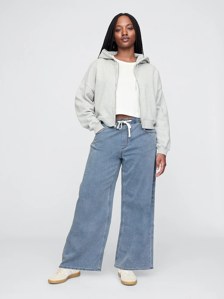 Mid Rise Knit Easy Baggy Jeans