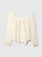 Square-Neck Bow Cropped Top