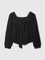 Square-Neck Bow Cropped Top