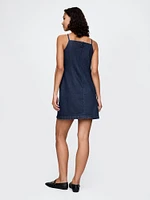 Square-Neck Denim Mini Dress