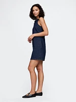 Square-Neck Denim Mini Dress