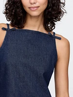 Square-Neck Denim Mini Dress