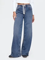 Mid Rise Knit Easy Baggy Jeans