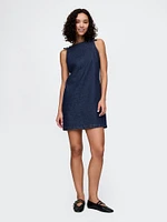 Square-Neck Denim Mini Dress