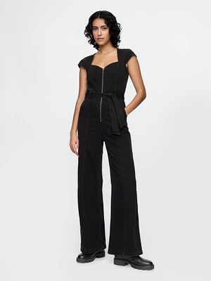 Belted Denim Jumpsuit