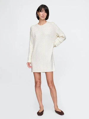 CashSoft Cable-Knit Mini Sweater Dress