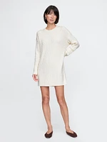 CashSoft Cable-Knit Mini Sweater Dress