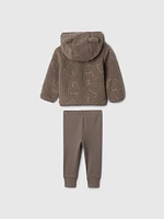 Baby Sherpa Bear Hoodie Outfit Set