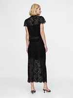 Lace Pull-On Midi Skirt