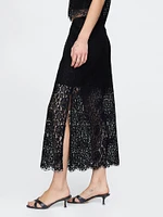 Lace Pull-On Midi Skirt