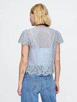 Lace Cap-Sleeve Top