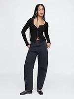 Cropped Pointelle Cardigan