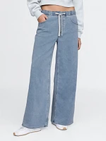 Mid Rise Knit Easy Baggy Jeans