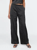 Mid Rise Recycled Satin Seamed Pants