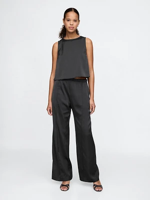 Mid Rise Recycled Satin Seamed Pants