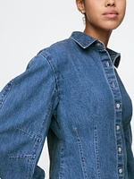 Barrel-Sleeve Denim Shirt