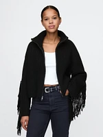 Fringe Zip Cardigan