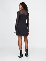 Mixed Media Modern Mockneck Mini Dress