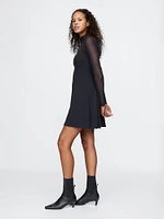 Mixed Media Modern Mockneck Mini Dress