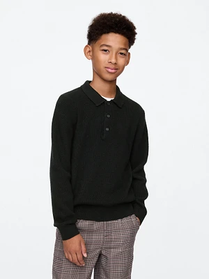 Kids CashSoft Rib Polo Shirt Sweater