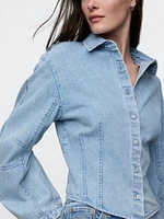 Barrel-Sleeve Denim Shirt