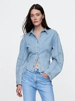 Barrel-Sleeve Denim Shirt