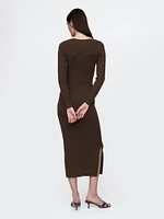 Boatneck Rib Midi Sweater Dress