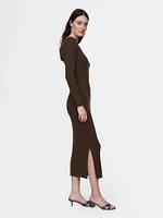 Boatneck Rib Midi Sweater Dress