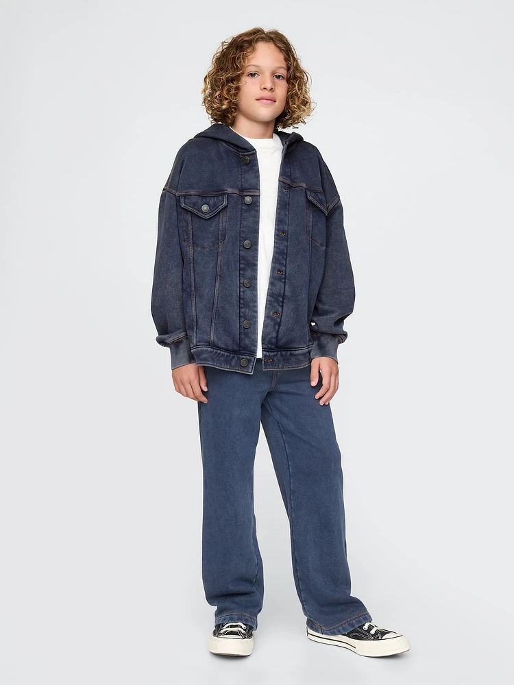 Kids Hooded Icon Sweatshirt Denim Jacket