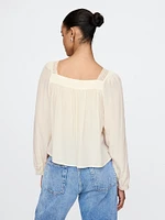 Square-Neck Bow Cropped Top